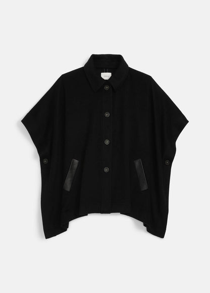 Leather-Trim Wool Cape in Accessories