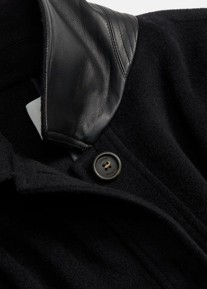 Leather-Trim Wool Cape in Accessories