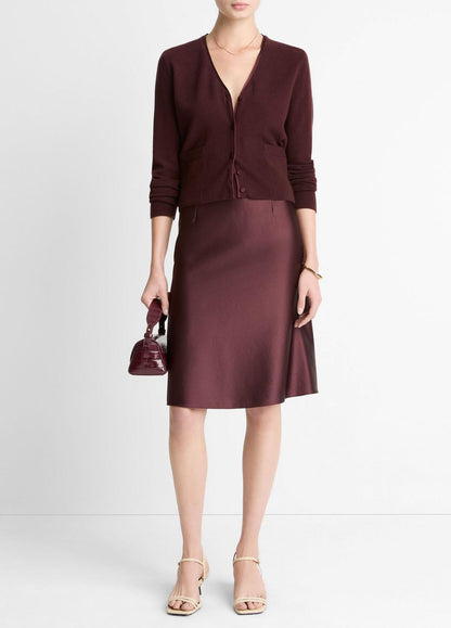 Satin-Trim Wool & Cashmere-Blend Cardigan in Cardigans