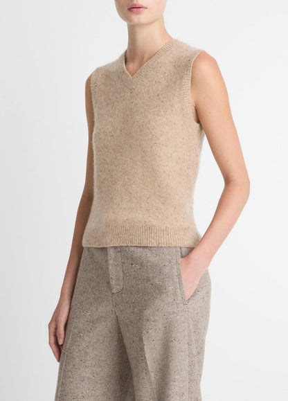 Donegal Plush Cashmere Sweater Vest in V-Neck