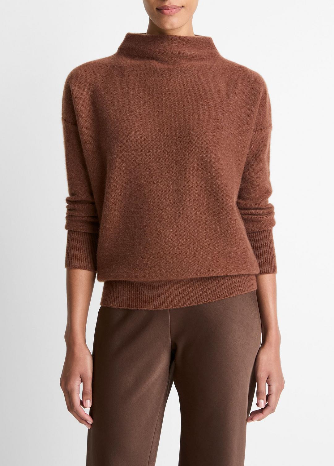 Plush Cashmere Funnel-Neck Sweater in Turtleneck