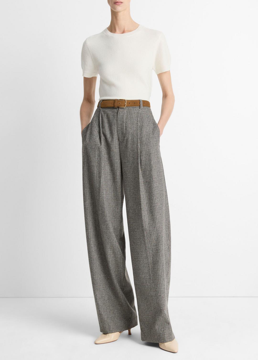 Wool & Cashmere-Blend Short-Sleeve Sweater in Crew Neck
