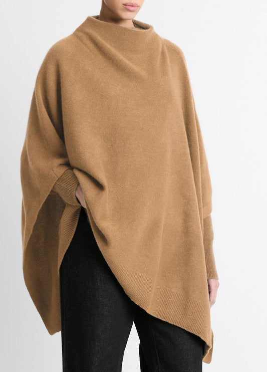 Merino Wool-Cashmere Funnel-Neck Poncho in Accessories