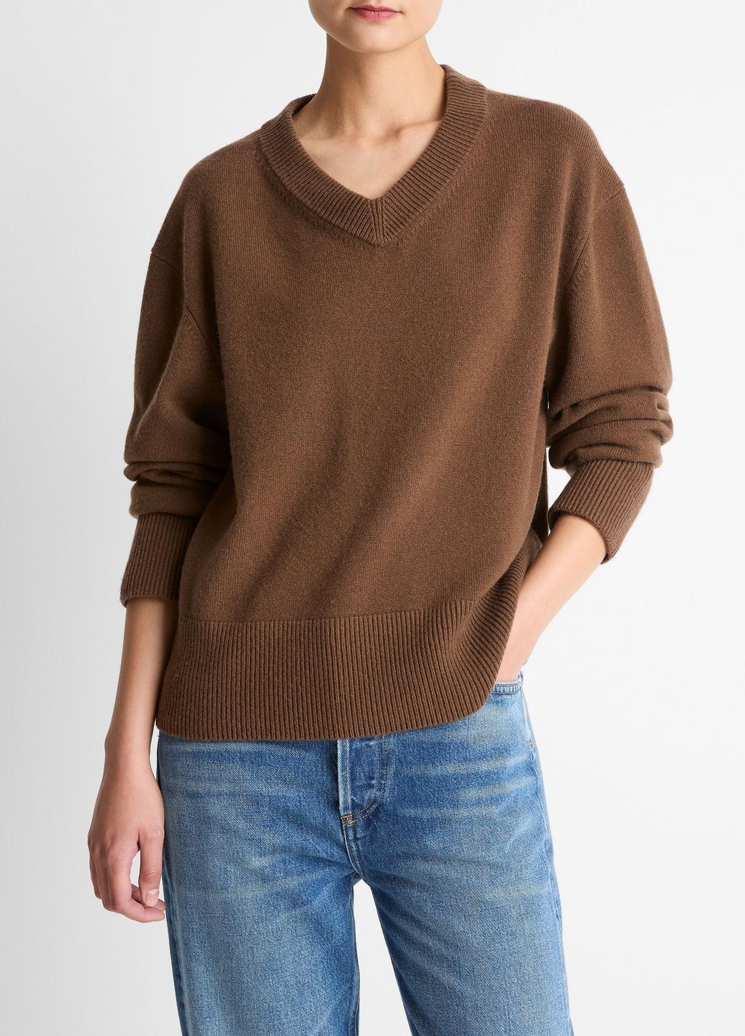 Wool-Cashmere V-Neck Sweater in V-Neck