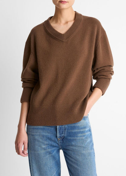 Wool-Cashmere V-Neck Sweater in V-Neck