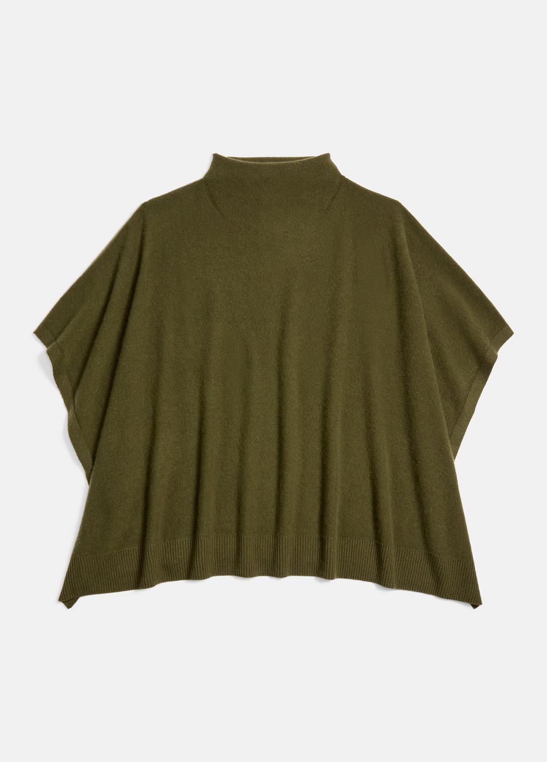 Merino Wool-Cashmere Funnel-Neck Poncho in Accessories