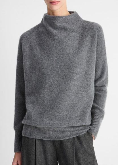 Plush Cashmere Funnel-Neck Sweater in Turtleneck