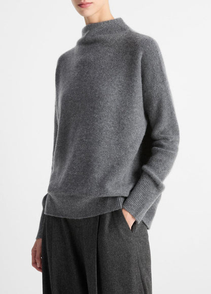 Plush Cashmere Funnel-Neck Sweater in Turtleneck