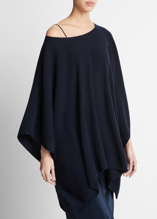 Reverse-Jersey Cashmere Boat-Neck Poncho in Sweaters