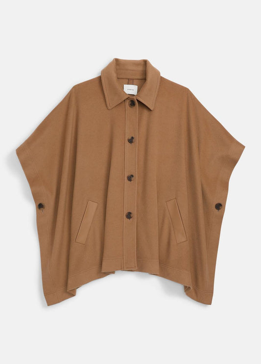 Leather-Trim Wool Cape in Accessories