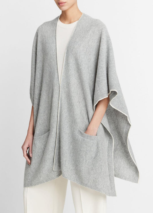 Tipped Jersey-Knit Cashmere Cape in Sweaters
