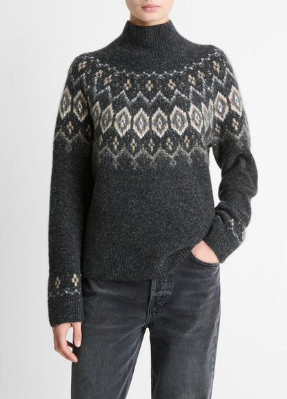 Fair Isle Donegal Cashmere Turtleneck Sweater in Turtleneck