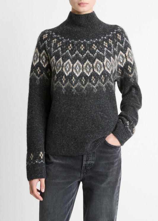 Fair Isle Donegal Cashmere Turtleneck Sweater in Turtleneck