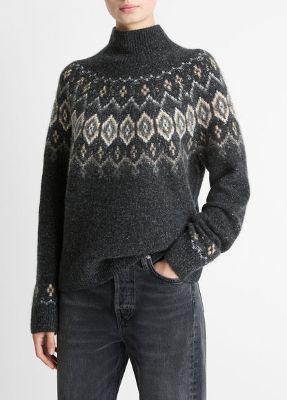 Fair Isle Donegal Cashmere Turtleneck Sweater in Turtleneck