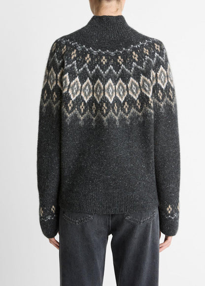 Fair Isle Donegal Cashmere Turtleneck Sweater in Turtleneck