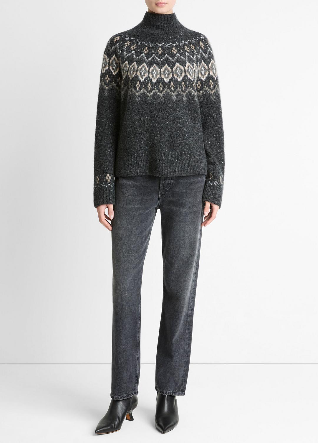 Fair Isle Donegal Cashmere Turtleneck Sweater in Turtleneck