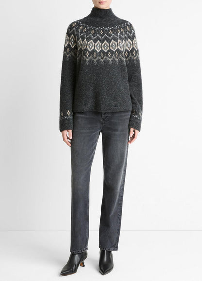 Fair Isle Donegal Cashmere Turtleneck Sweater in Turtleneck