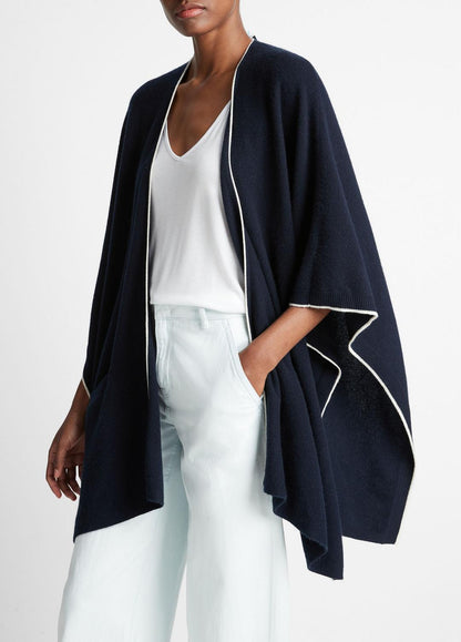 Tipped Jersey-Knit Cashmere Cape in Sweaters