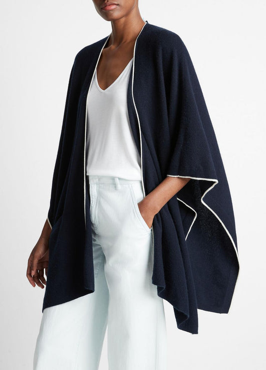 Tipped Jersey-Knit Cashmere Cape in Sweaters