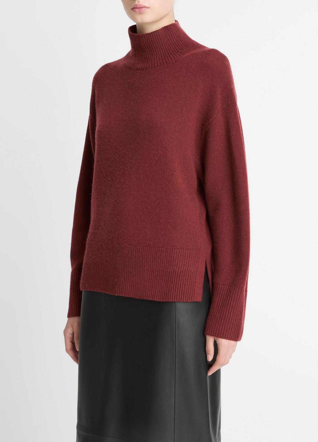 Wool-Cashmere Side-Slit Turtleneck Sweater in Turtleneck