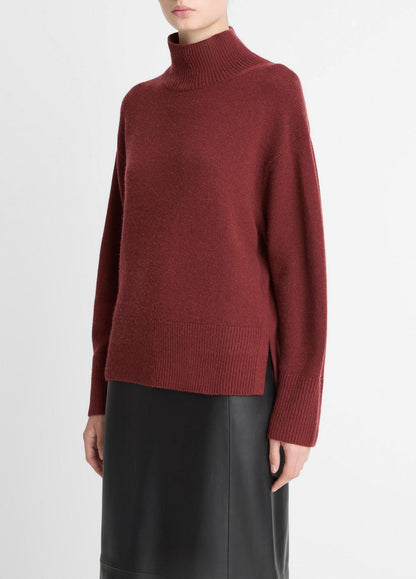Wool-Cashmere Side-Slit Turtleneck Sweater in Turtleneck