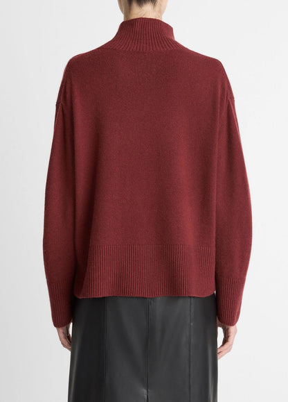 Wool-Cashmere Side-Slit Turtleneck Sweater in Turtleneck