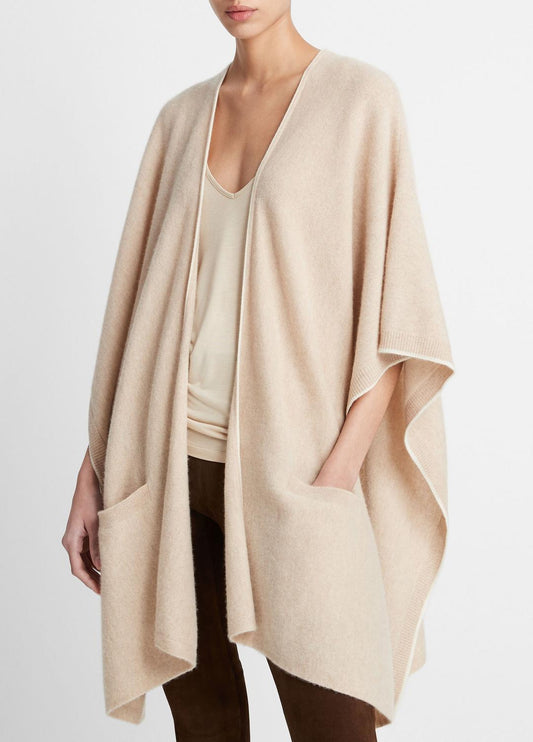 Tipped Jersey-Knit Cashmere Cape in Sweaters