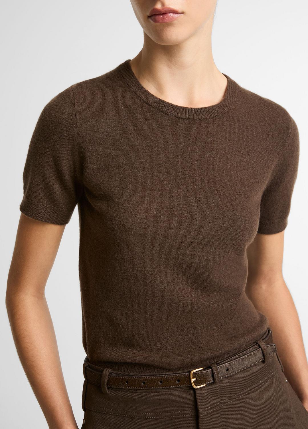 Wool & Cashmere-Blend Short-Sleeve Sweater in Crew Neck