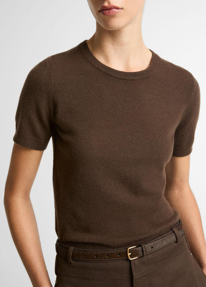 Wool & Cashmere-Blend Short-Sleeve Sweater in Crew Neck