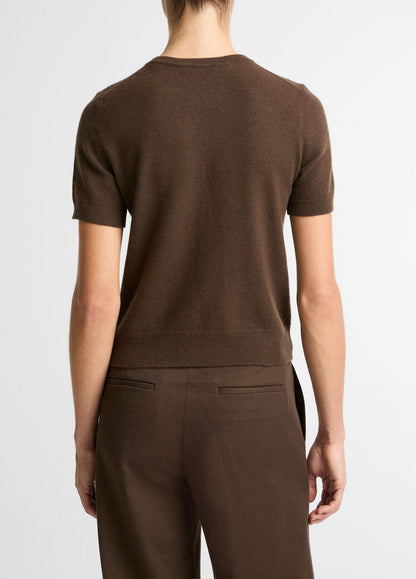 Wool & Cashmere-Blend Short-Sleeve Sweater in Crew Neck