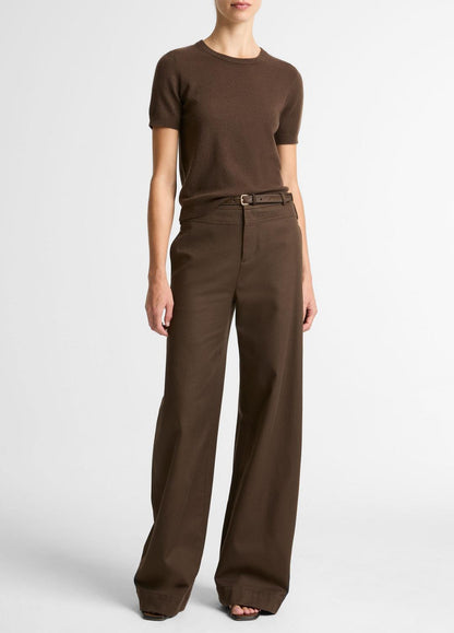 Wool & Cashmere-Blend Short-Sleeve Sweater in Crew Neck