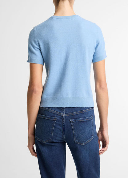 Wool & Cashmere-Blend Short-Sleeve Sweater in Crew Neck