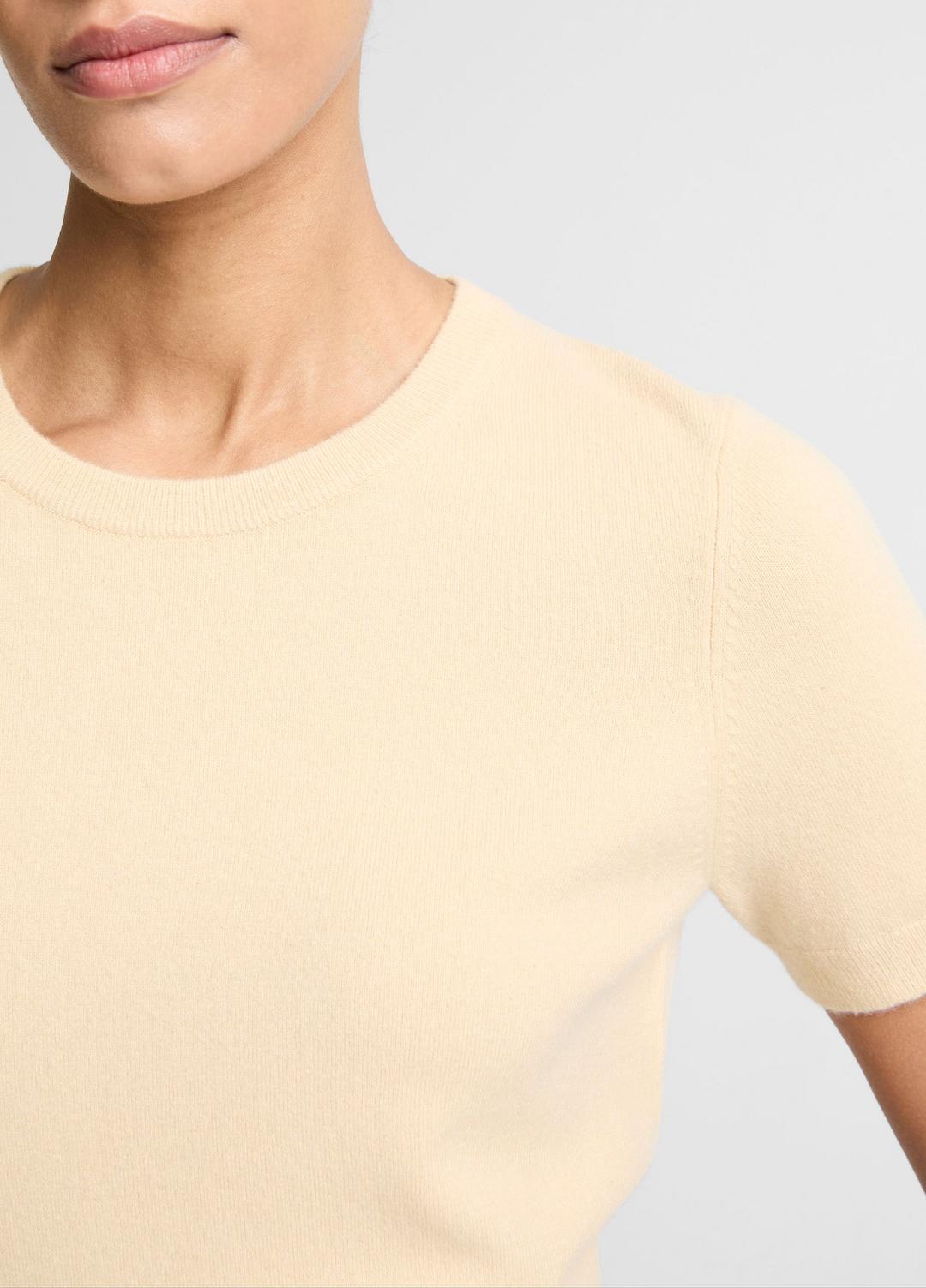 Wool & Cashmere-Blend Short-Sleeve Sweater in Crew Neck