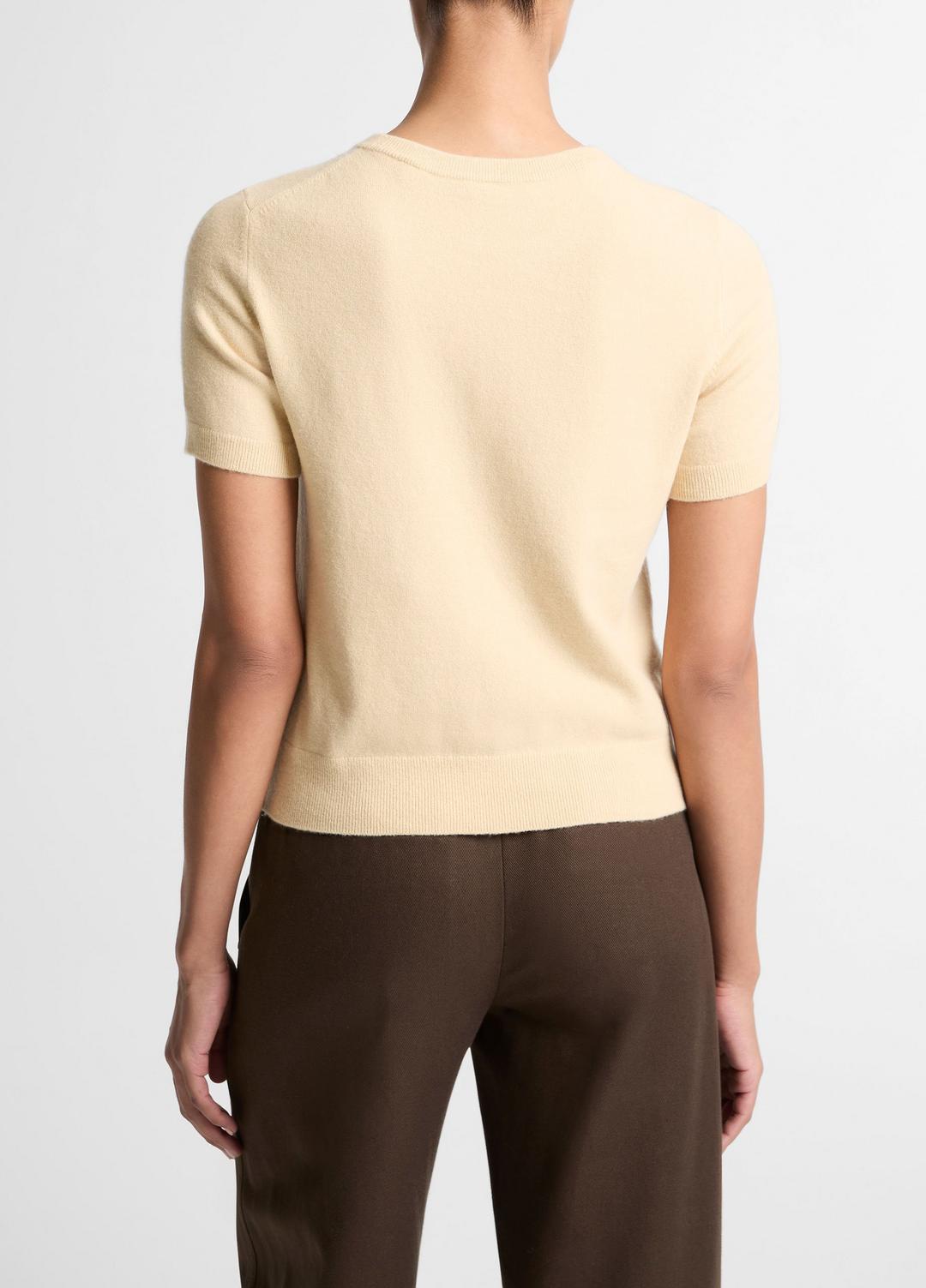 Wool & Cashmere-Blend Short-Sleeve Sweater in Crew Neck