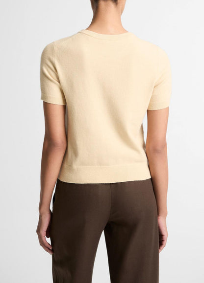 Wool & Cashmere-Blend Short-Sleeve Sweater in Crew Neck