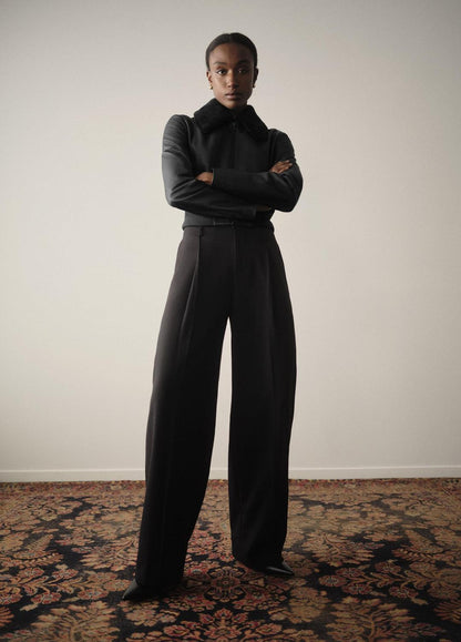 Shearling-Trim Shrunken Leather Jacket in Leather Jackets