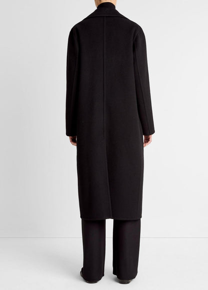 Wool-Blend Double-Breasted Long Coat in Coats