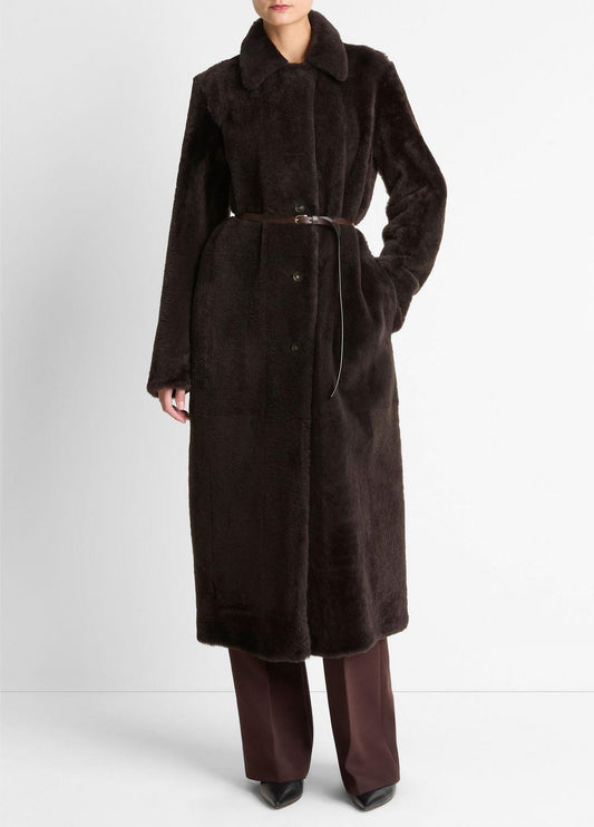 Shearling Long Coat in Coats