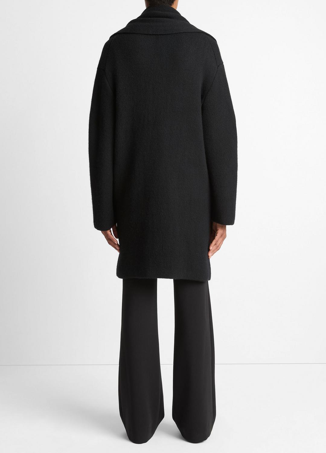 Draped-Scarf Wool-Blend Car Coat in Coats