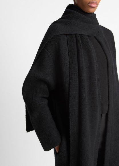Draped-Scarf Wool-Blend Car Coat in Coats