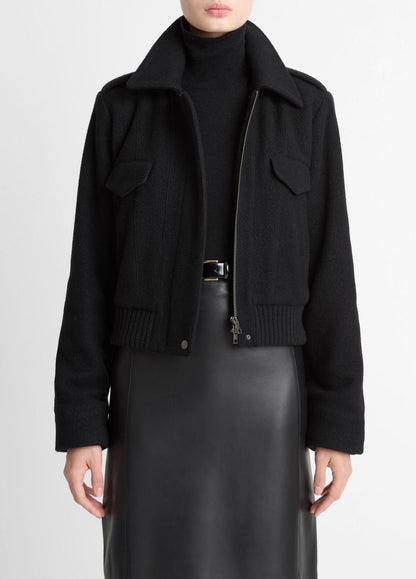 Italian Wool-Blend Cropped Jacket in Jackets