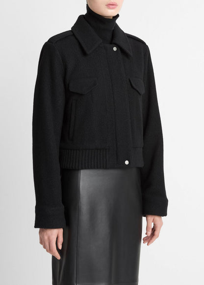 Italian Wool-Blend Cropped Jacket in Jackets
