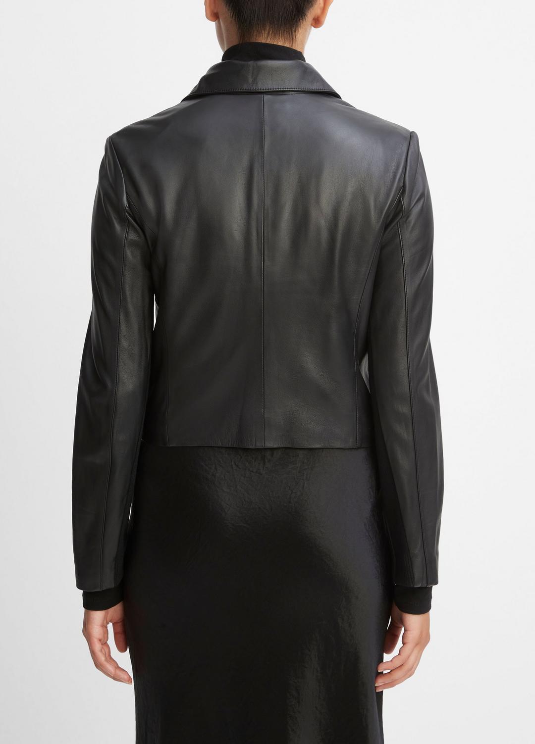 Leather Cross-Front Moto Jacket in Leather Jackets