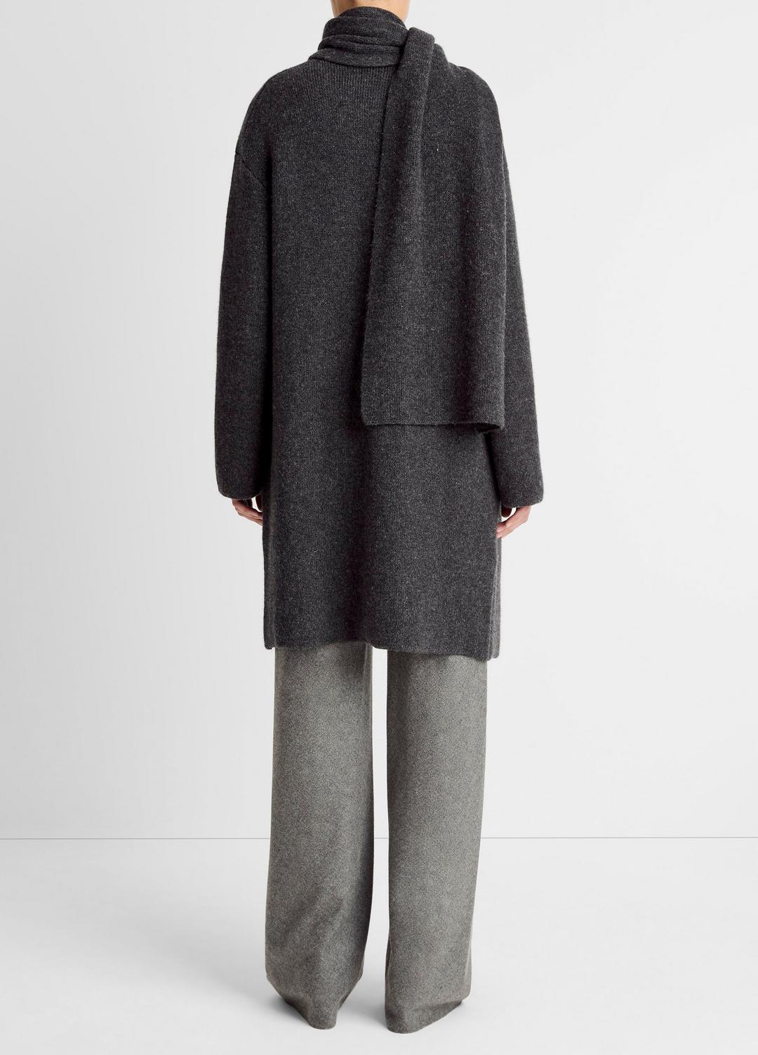 Draped-Scarf Wool-Blend Car Coat in Coats