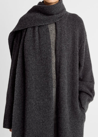 Draped-Scarf Wool-Blend Car Coat in Coats