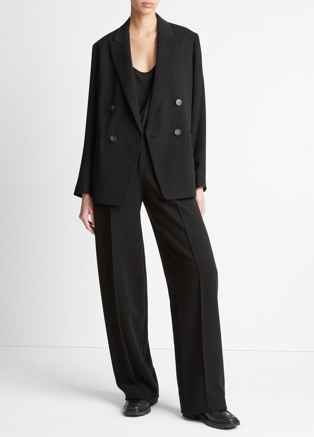 Crepe Double-Breasted Blazer in Blazers
