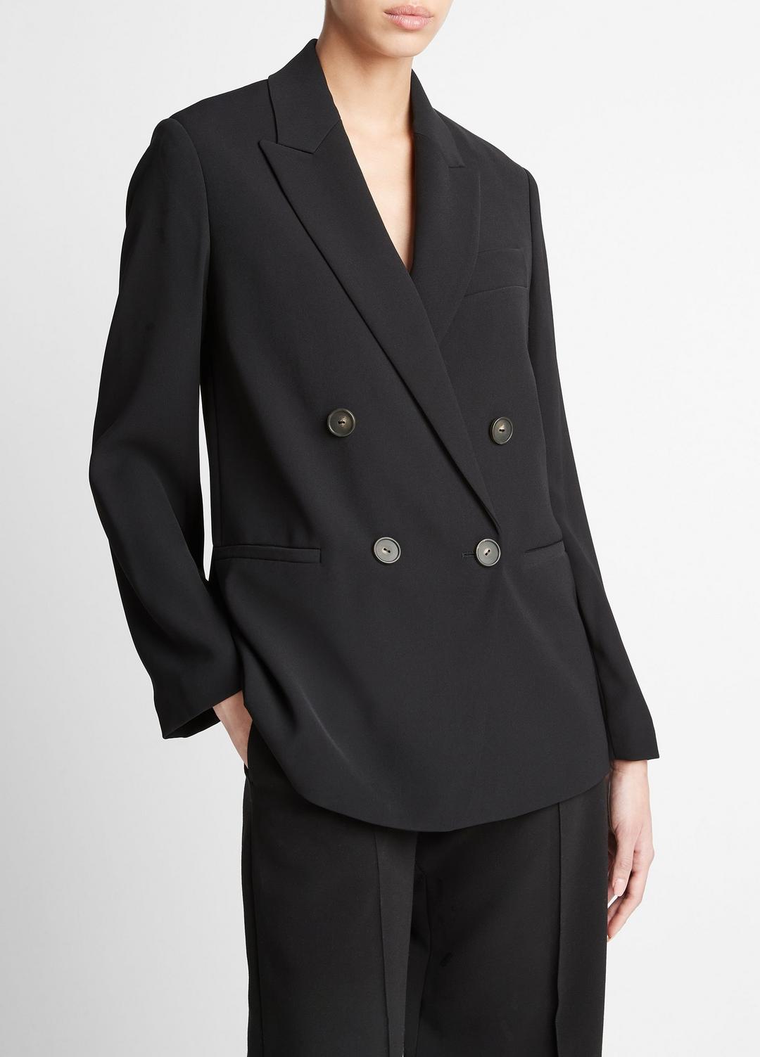 Crepe Double-Breasted Blazer in Blazers