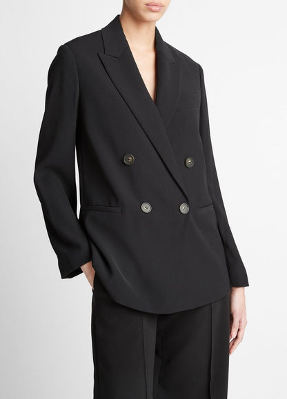 Crepe Double-Breasted Blazer in Blazers