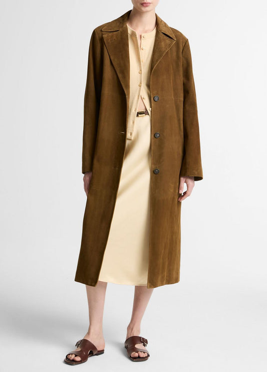 Suede Long Coat in Coats