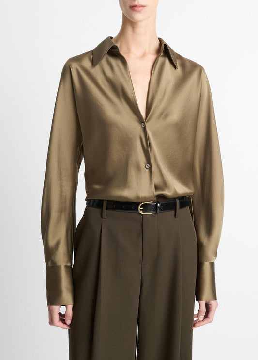 Silk Bias Long-Sleeve Blouse in Long Sleeve